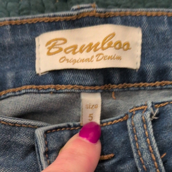 BAMBOO Light Blue Embroidered Floral Flare Jeans - Picture 2 of 3